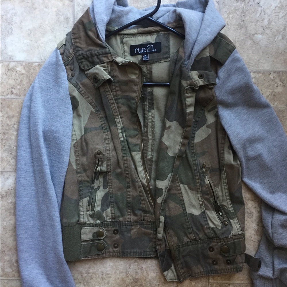 Grey/Camo Zip-Up Hoodie